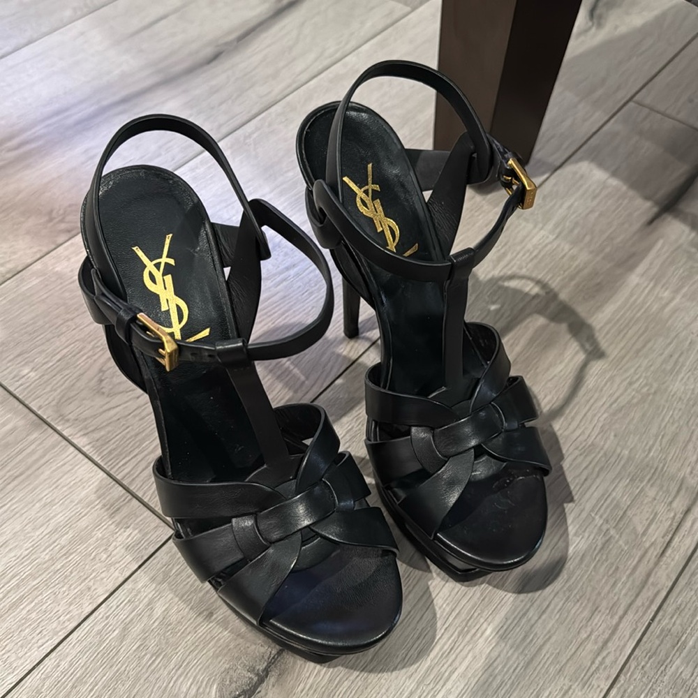 YSL HEELS - Saint Laurent leather Tribute sandal heel